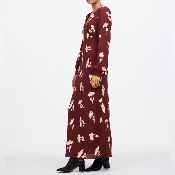 NEW Madewell Long sleeves V-Neck Cuff-Sleeve Maxi Dress in Floral Sz 6 - Picture 3 of 12